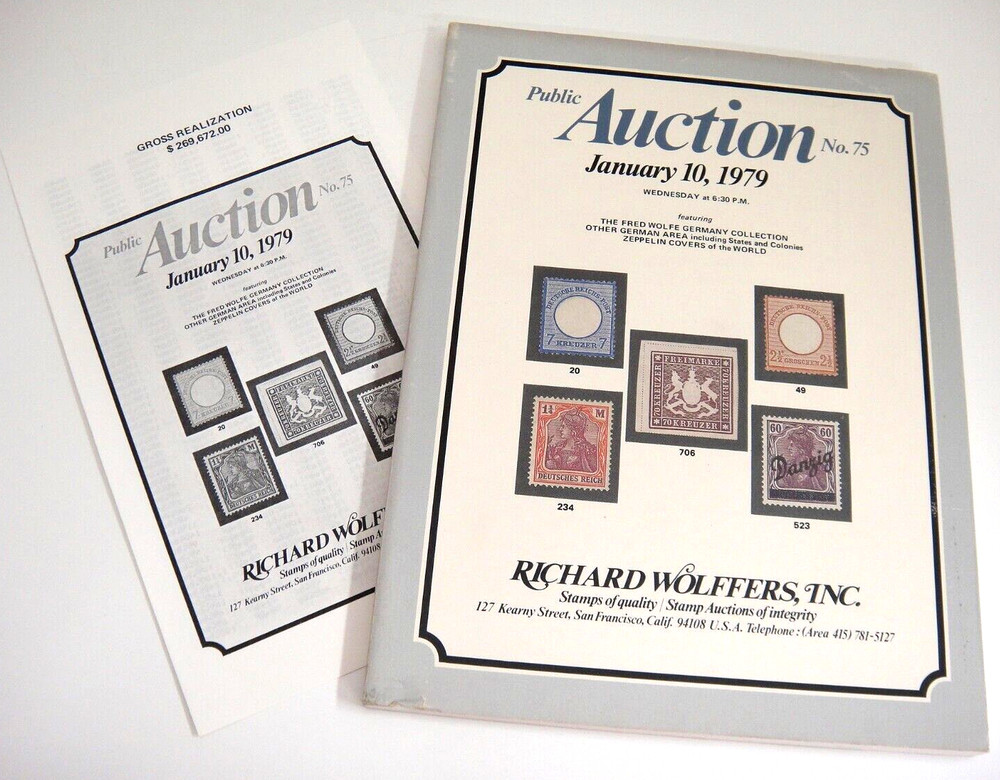 Wolffers Stamp Auction Catalog 1979 w Prices Realized Wolfe Germany Collection