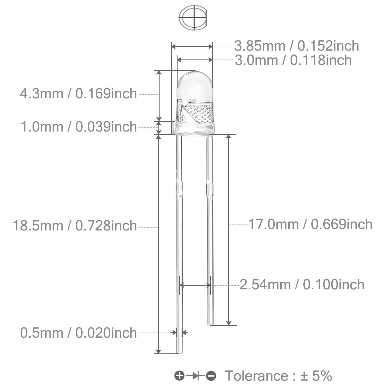 Clear Blue LED 3mm 3V 460nM Super Bright Transparent - 5x 10x 25x 50x 100x Pkgs