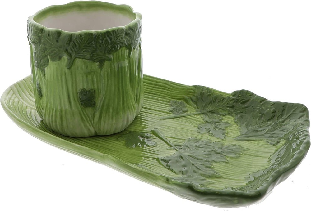 Vegetable Themed Ceramic Serveware Platters and Dishes - Celery
