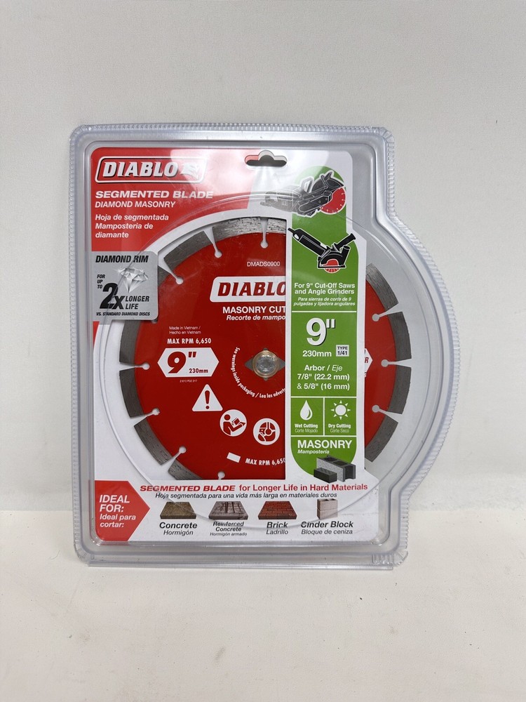 Diablo 9 in. Diamond Segmented Cut-Off Discs for Masonry - DMADS0900