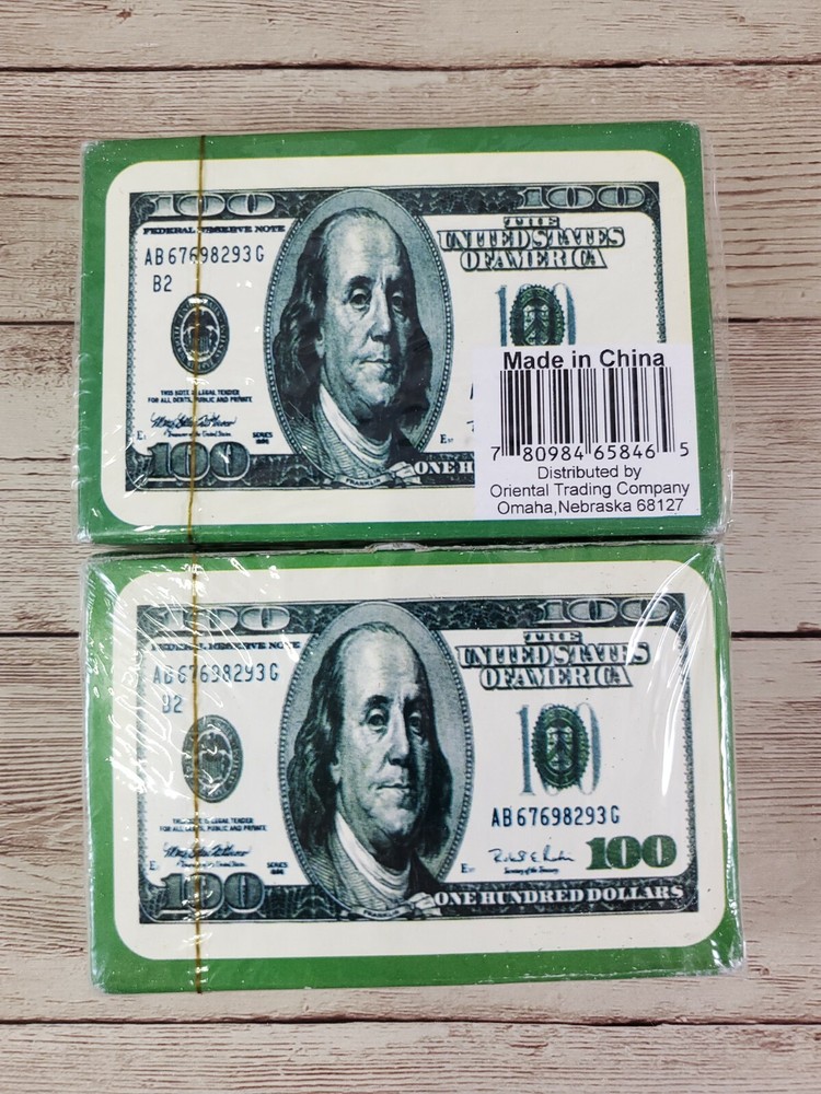 2 Decks NEW Benjamin Franklin $100 Bill Playing Cards Poker Deck