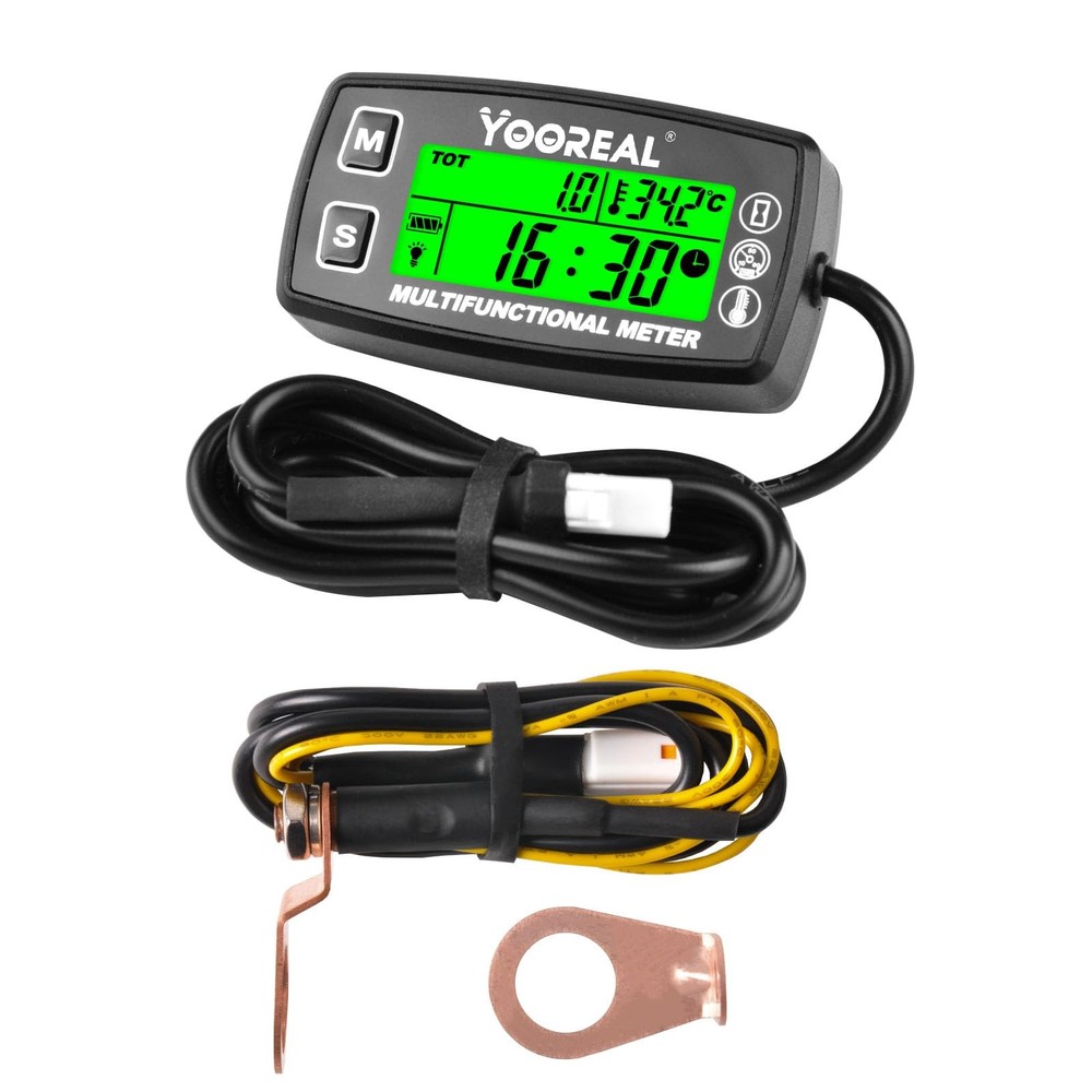 Yooreal Digital Tach Hour Meter,Small Engine Temperature HM035A TS002