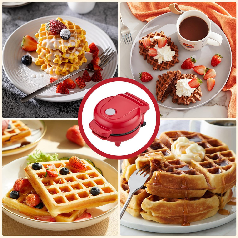 Compact 4-Inch Nonstick Mini Waffle Maker for Breakfast and Chaffles