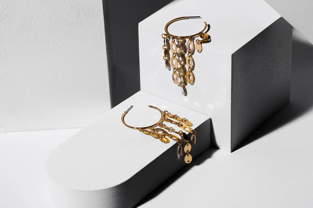 White Glass Drop Earrings