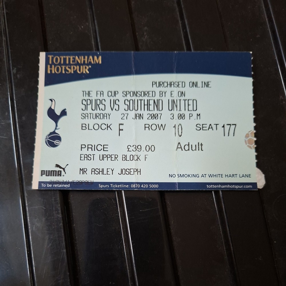 27/1/2007 Tottenham v Southend FA Cup Ticket