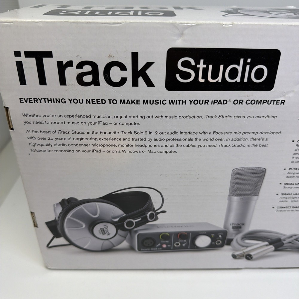 Focusrite iTrack Studio w/ iTrack Solo Recording Interface Microphone Headphones