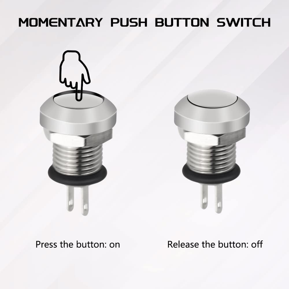 5 PCS 8mm Momentary Push Button Switch 1A 24V 1NO