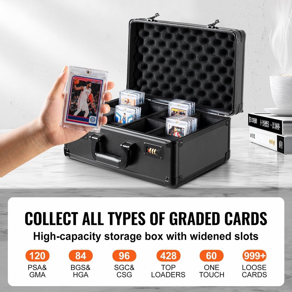 Collector's Card Storage Box W/ 4 Compartments Secure Coded Lock & Adjustable
