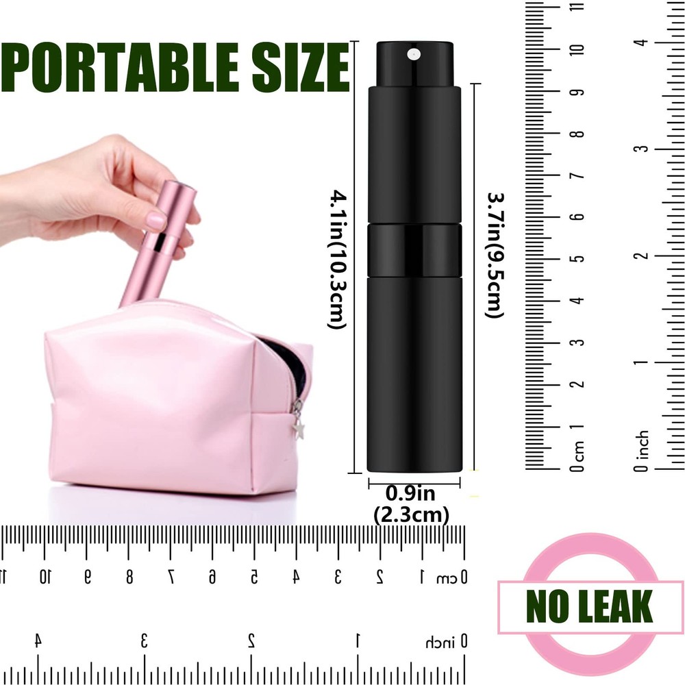 8ml Refillable Travel Mini Perfume Atomizer Spray Bottle 3Pack Matte Black