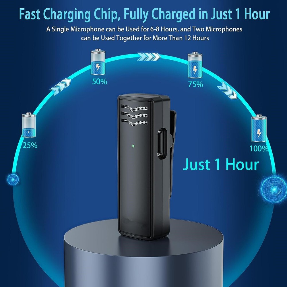 Wireless Microphones, 2 Lavalier Microphone Wireless Mic Compatible With iphone