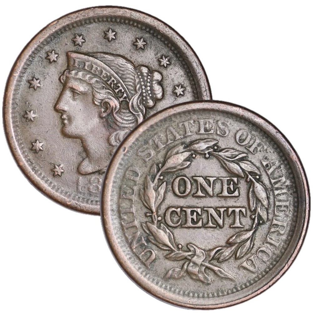 RANDOM DATE - BRAIDED HAIR LARGE CENT - VF / XF