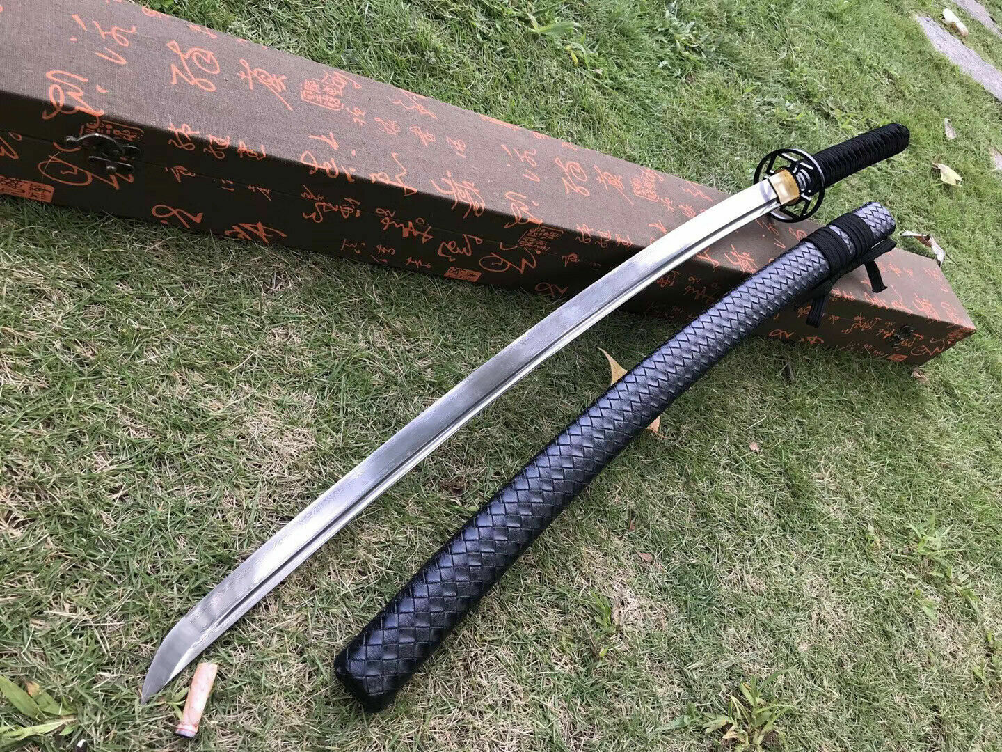 HANDMADE JAPANESE SAMURAI KATANA SWORD DAMASCUS FOLDED STEEL SHARP FULL TANG