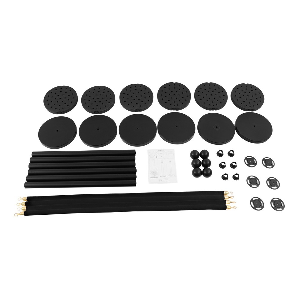 6Pcs Black Stanchion Posts Queue StanchionPole Ropes Crowd Control Barrier