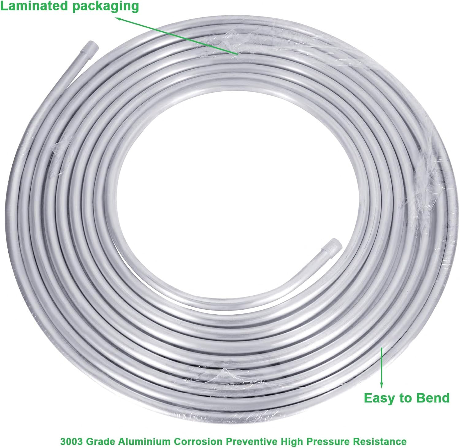 3/8 Metal Fuel Line,3/8" OD Aluminium Coiled Tubing Hard Tube for Refrigeration