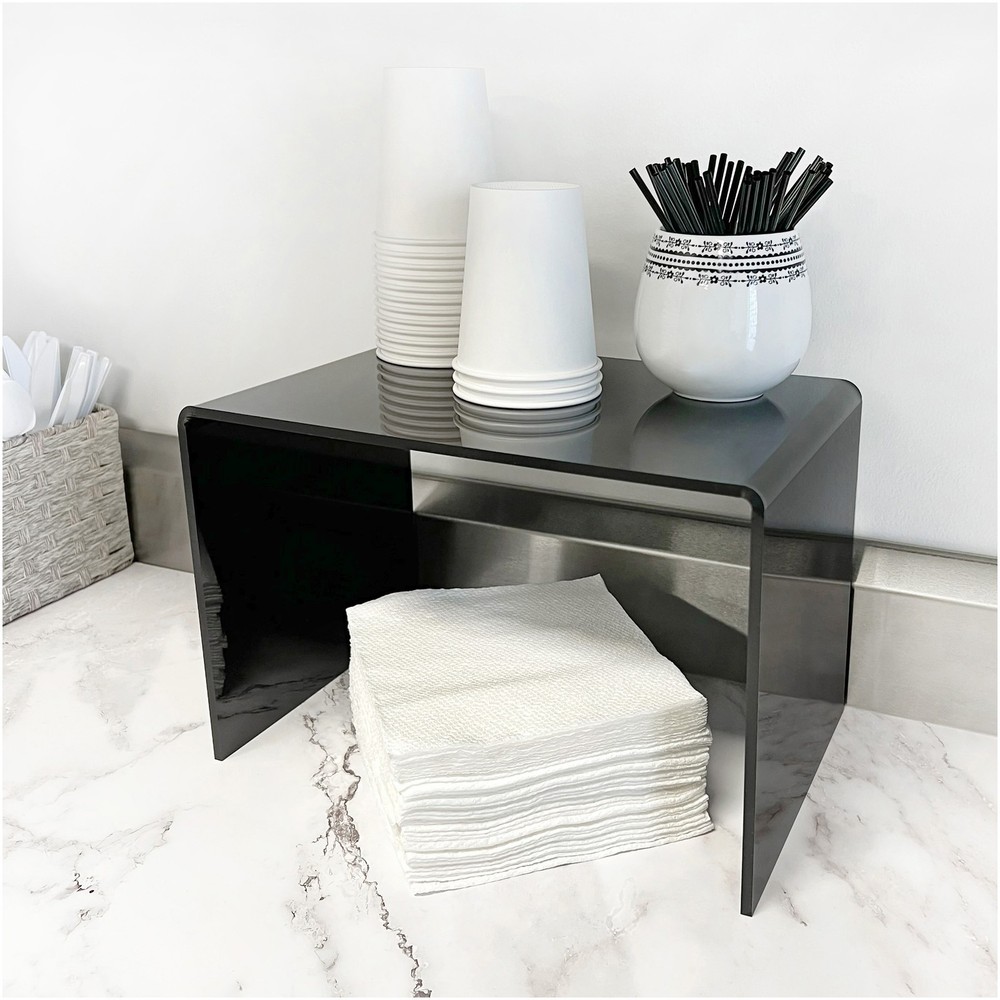 Plymor Black Acrylic Rectangular Display Riser, 8" H x 12" W x 8" D (1/4" thick)