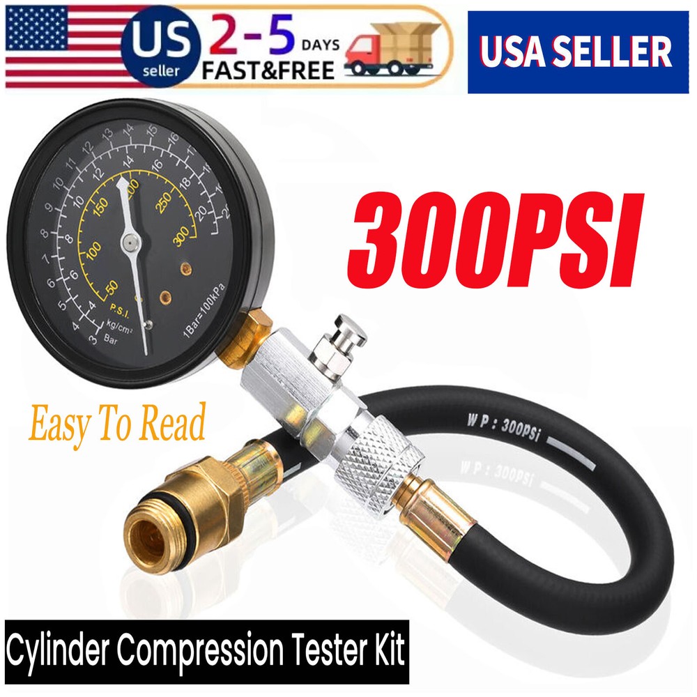 Engine Compression Tester Testing Gauge Gage Check Test Tool Kit with Hose 20bar