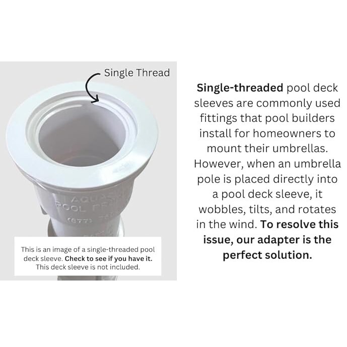 Umbrella Pole Stabilizer Reducer Threaded Adapter Insert for Baja Deck Pool