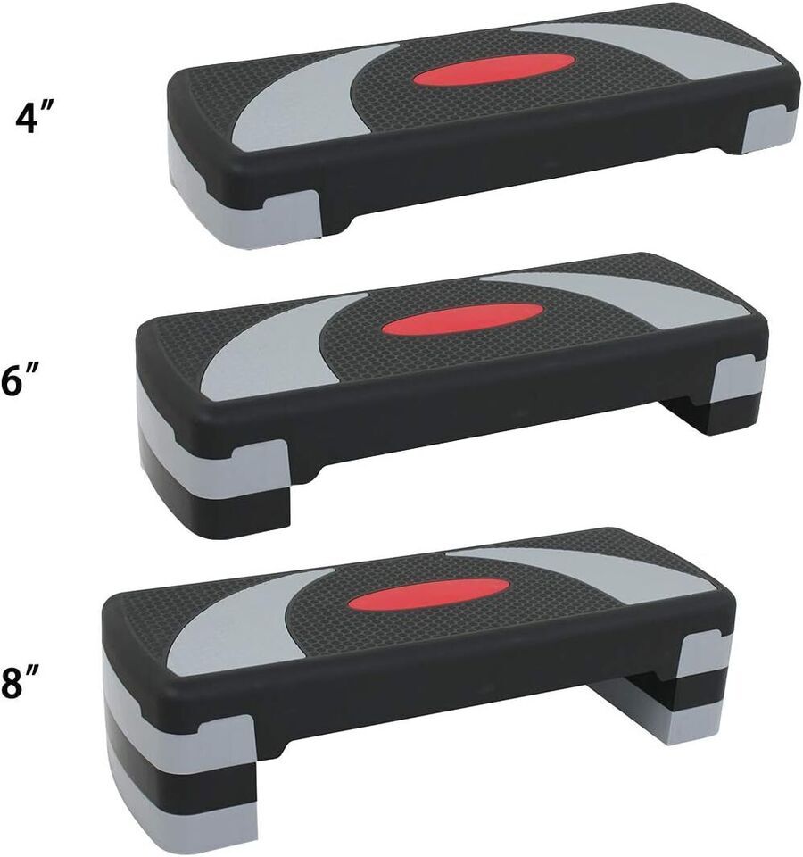 16"/28"/31"/43" Adjustable Exercise Step Platform Non Slip Surface w/ Risers