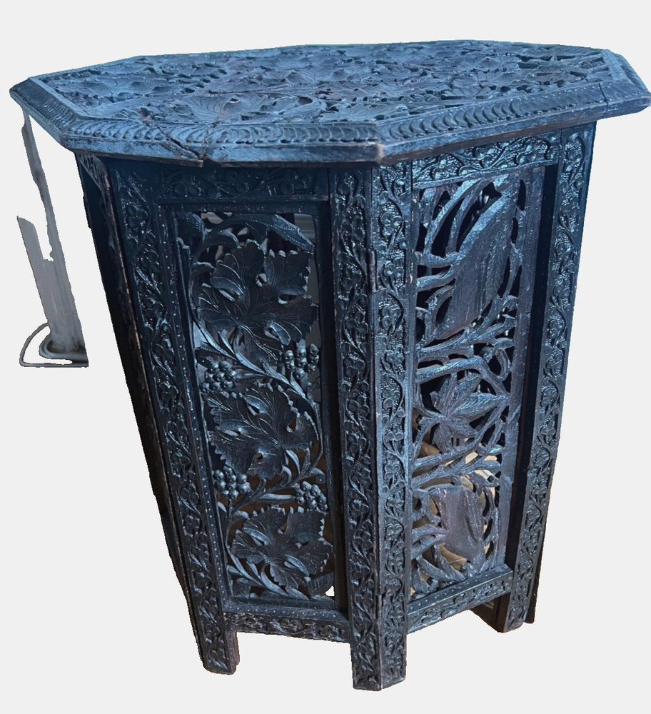 Antique Hand Carved Sheesham Octagon Folding Table