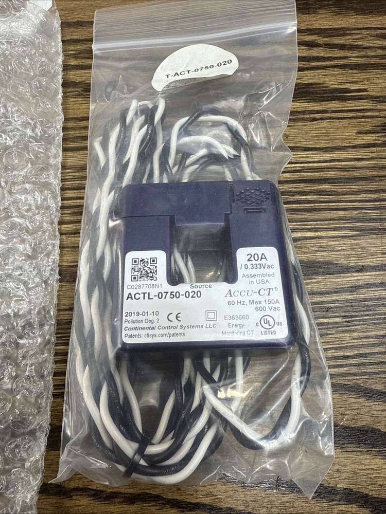 Continental Split-Core Current Transformer 333mV Output ACTL-0750-020 ACTL075002