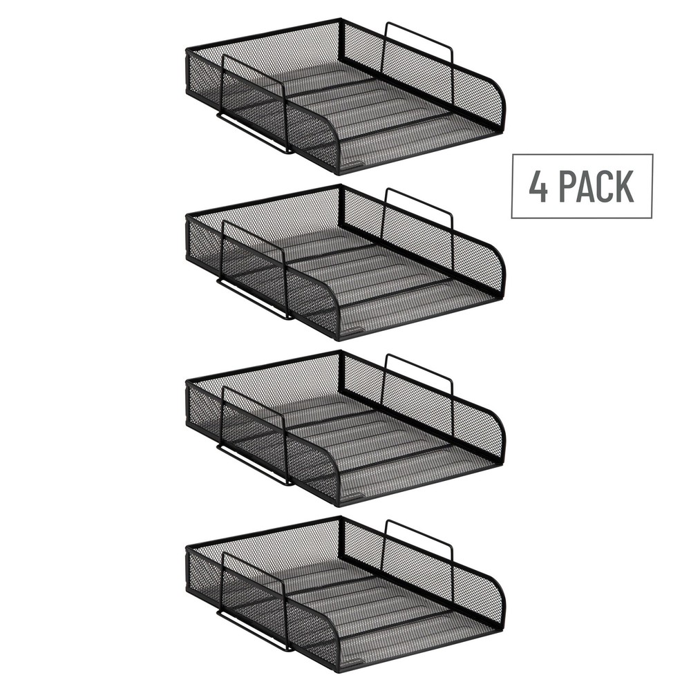 Stackable Tray, Desktop Organizer, File Storage, Office, Metal Mesh, 10.5" L ...