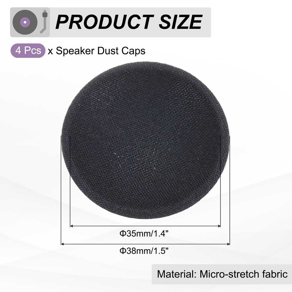 4 Pcs Speaker Dust Cap 38mm/1.5" Outer Diameter Oiled Cloth Cap