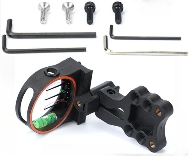 3 Pin Adjustable Archery Bow Sight with Level Bubble for Compound Recurve Bow