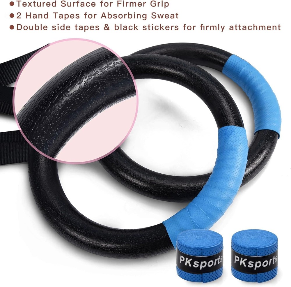 Gymnastic Rings 1100lbs Capacity with 14.76ft Adjustable Buckle Straps Pull U...