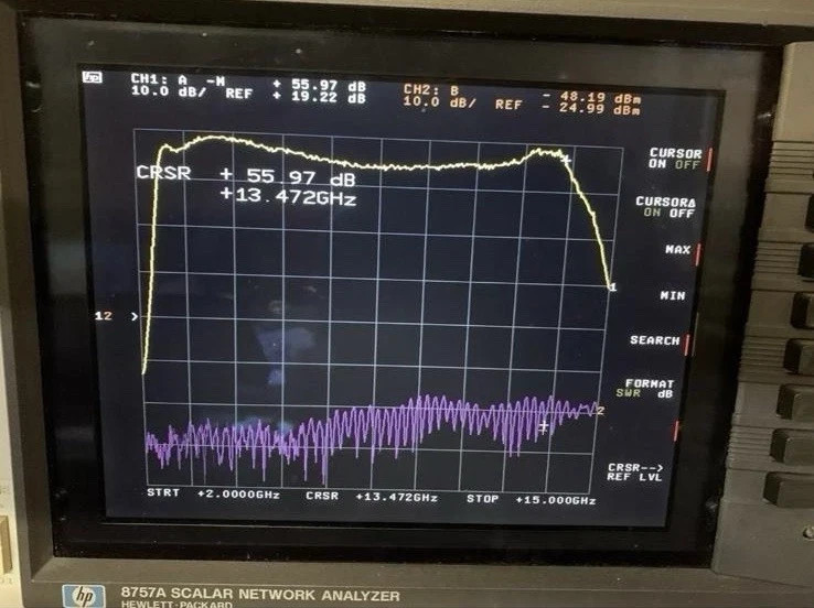 MICROWAVE AMPLIFIER 2.7-13Ghz +26 DBM Gain 50 Db TESTED