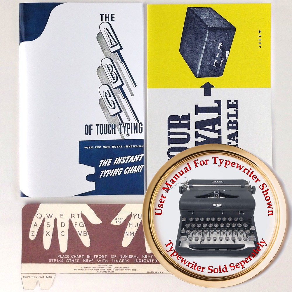 Royal Arrow 1940s Typewriter User Owner's Manuals & Chart Complete Documents