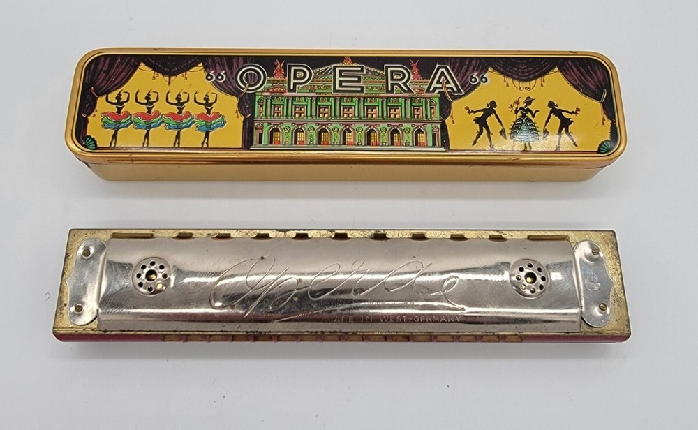 Vintage Opera Brand Harmonica With Original Tin Box