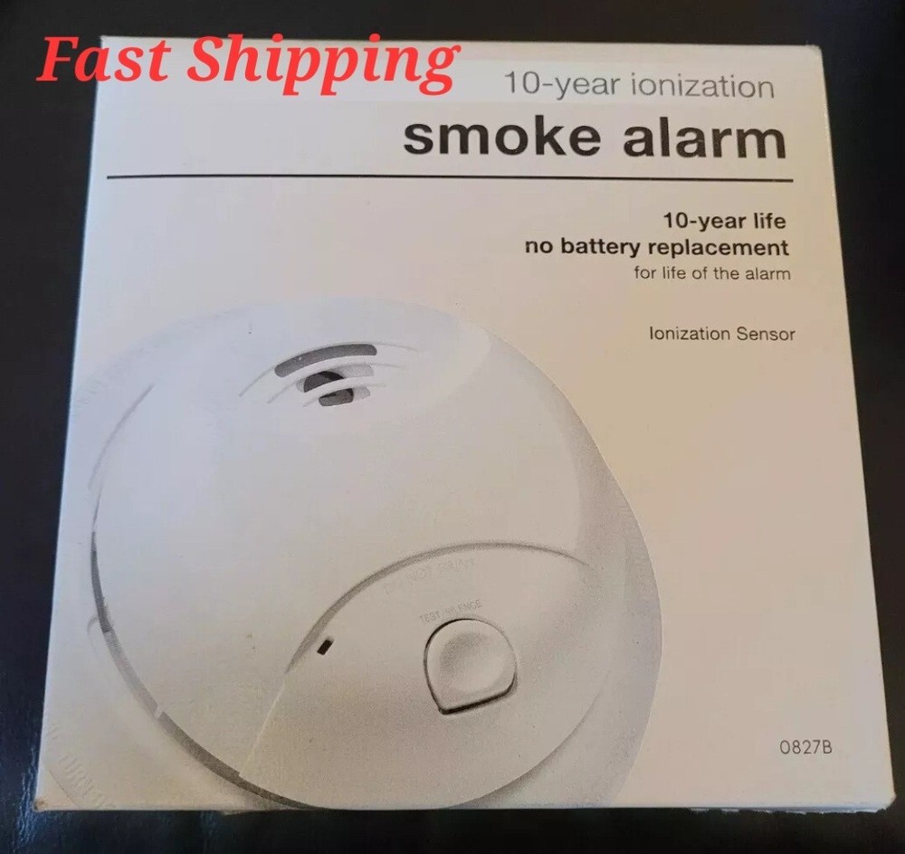 Smoke Alarm Ionization Sensor 0827B  No Battery Replacement 10 Year Life