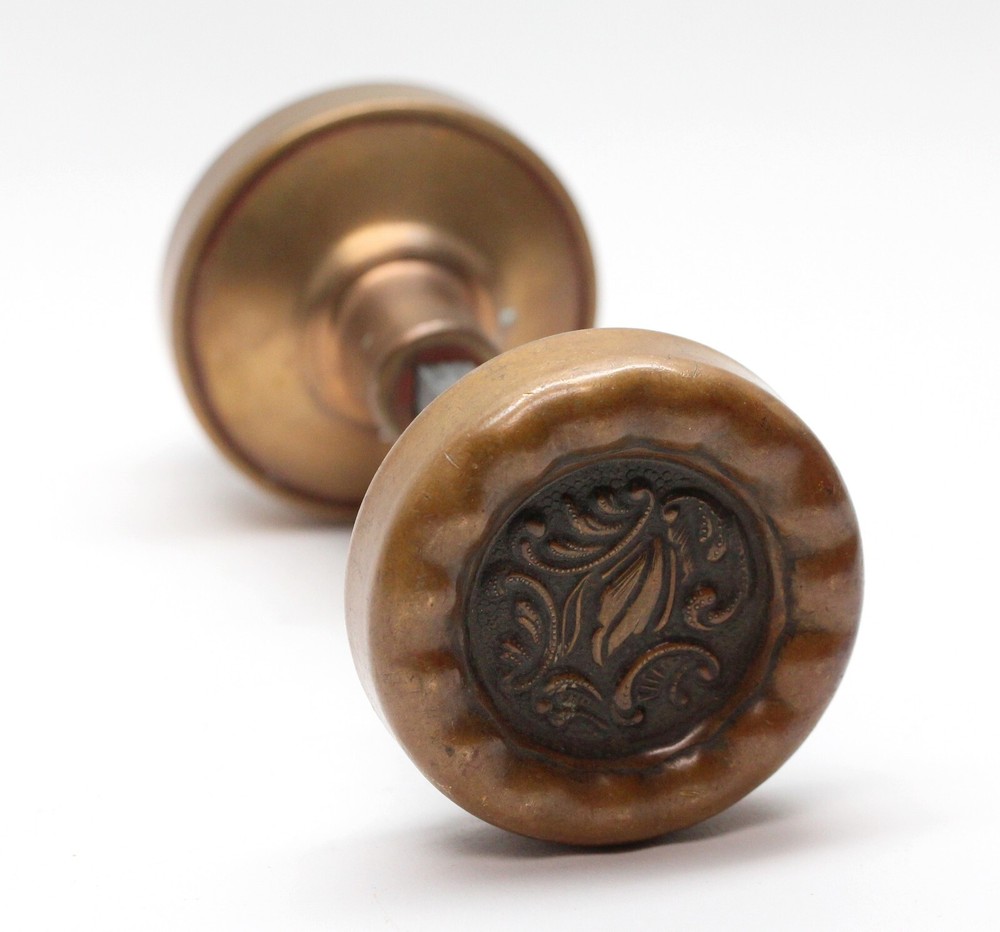 Antique 1890s Reading Bronze Rococo Passage Door Knobs