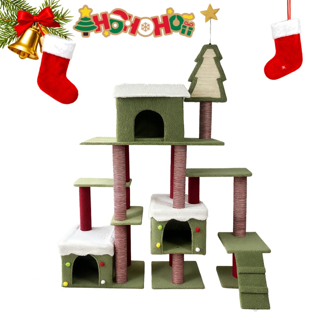 Tall Cat Tree Perch for Large Cats, Cat Tower Indoor Multi-Level Activity Tower
