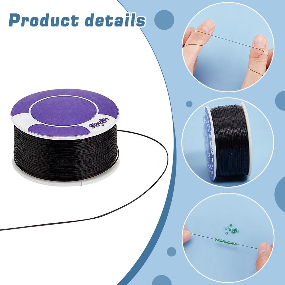 PH PandaHall 0.1mm Bracelet String Beading Thread Black 0.1mm-black,