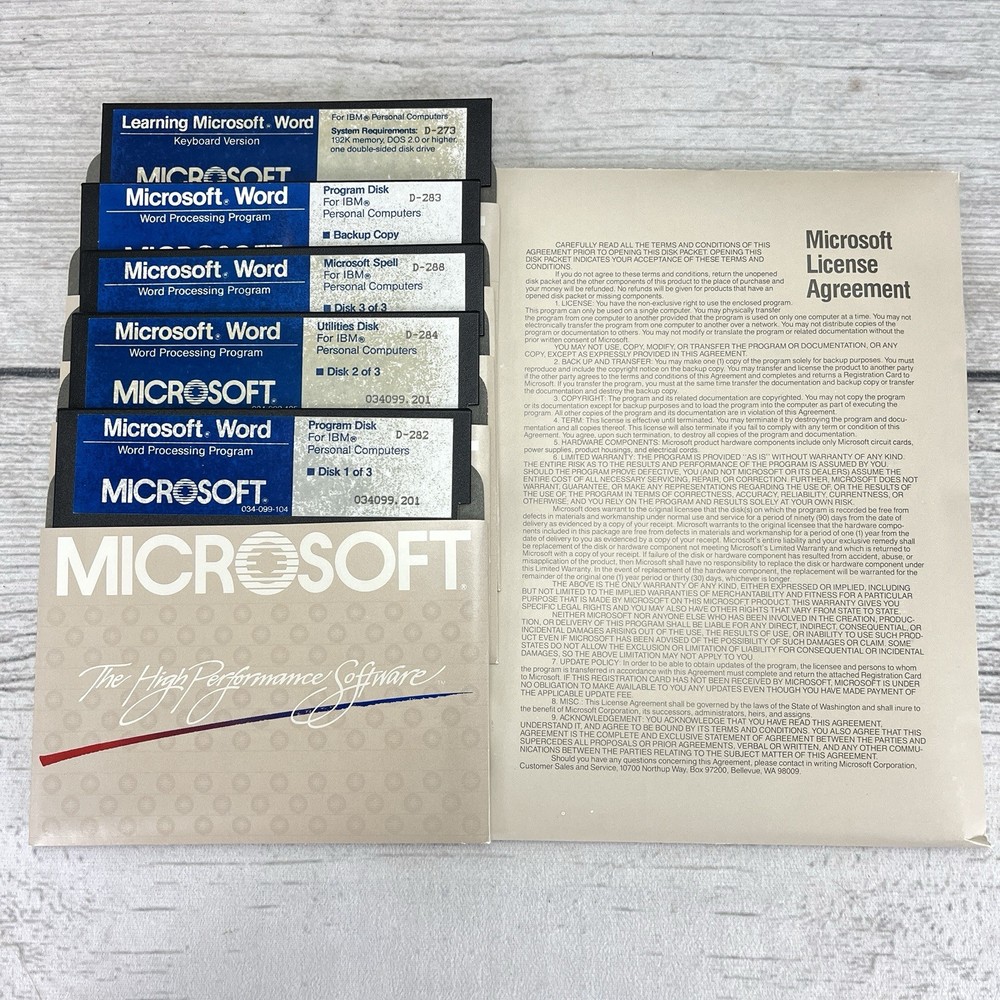 1985 RARE - Vintage Microsoft Word Version 2.0 For IBM PC Software | Complete