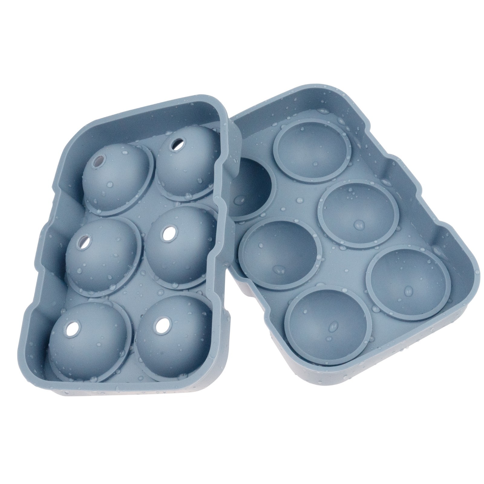 1 Large 6-Cube Ice Tray with Easy-Release Design Round Silicone Ice Cube Tray