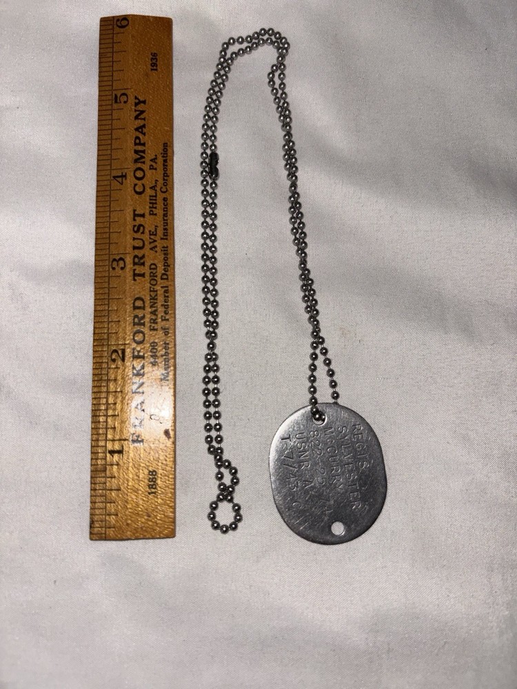 US NAVY RESERVE WW2 ID DOG TAG & NECK CHAIN