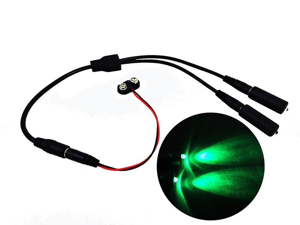 Green LED 2X Micro Effects Light splitter cable 9V for prop scenery MELKIT2G