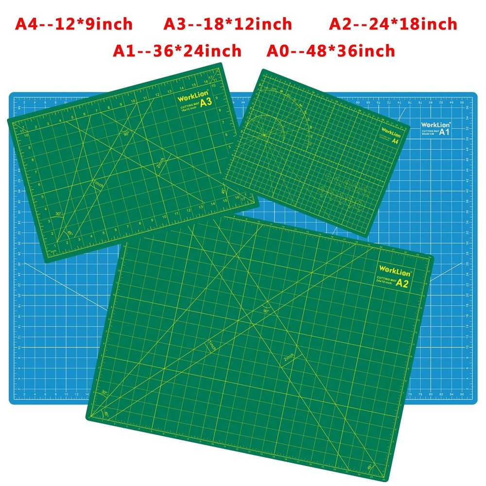 WORKLION 24" x 36" Large Self Healing PVC Cutting Mat, Double Sided, Gridded ...