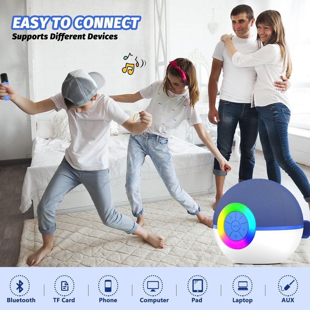 Mgaolo Mini Karaoke Machine Portable Bluetooth Speaker with 2 Wireless Microphon