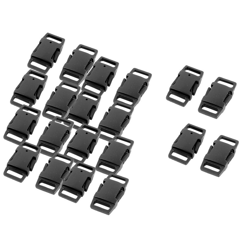 Handbag Plastic Strap Double Side Quick Release Buckle Fastener Black 20 Pcs