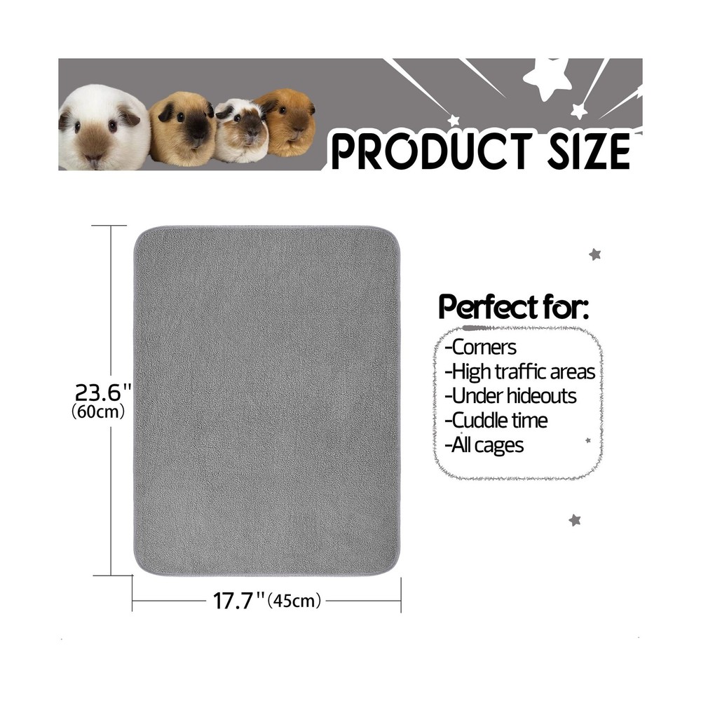 Guinea Pig Cage Liner, 4 Pack - Washable, Reusable, Leakproof Fleec... Fast Ship