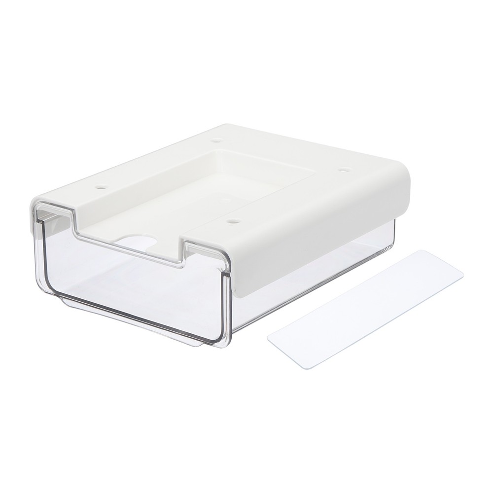 Under Desk Drawer, Self-Adhesive Slide Out Storage Organizer, White
