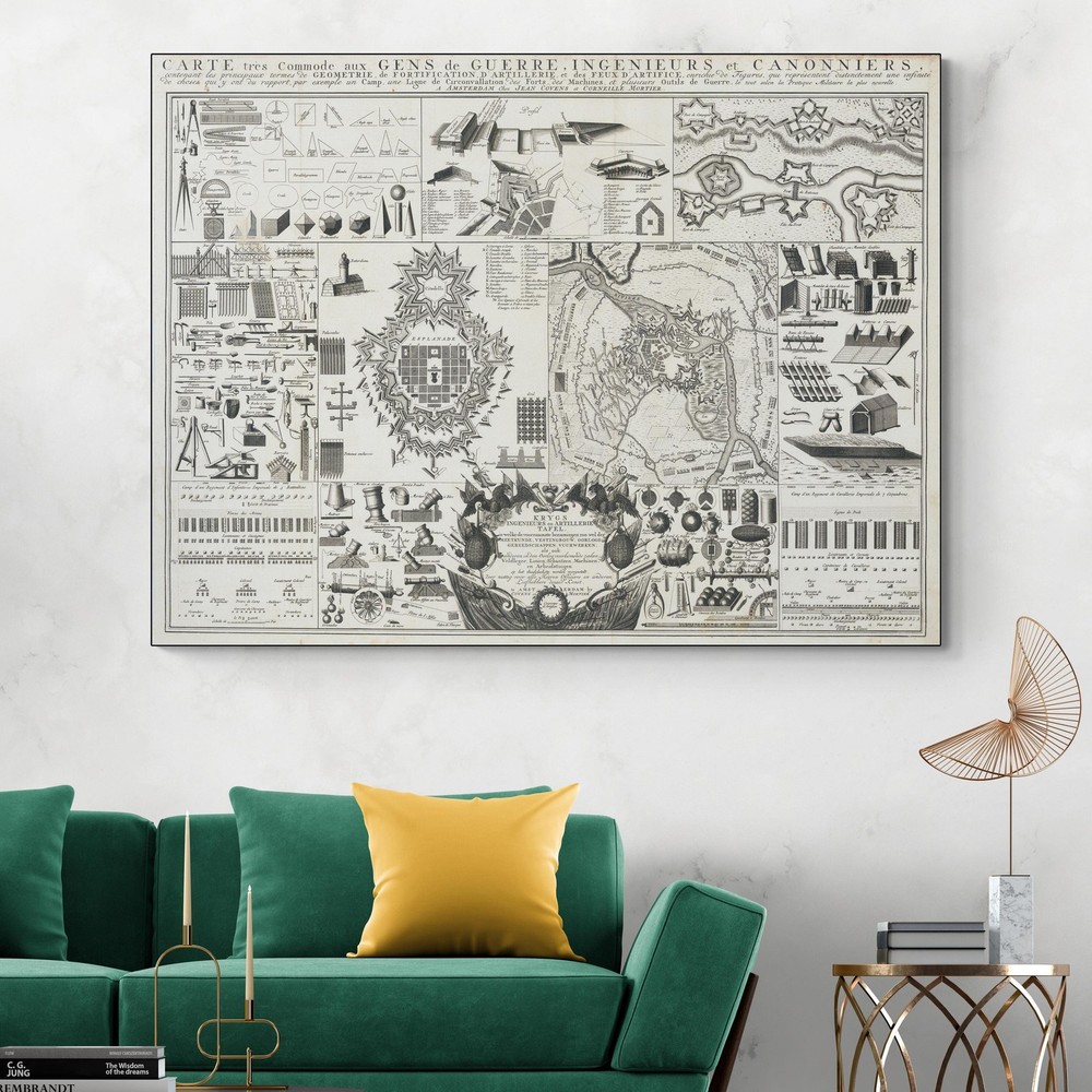 18th Century Military Engineering Chart – Fortifications & Artillery Decor