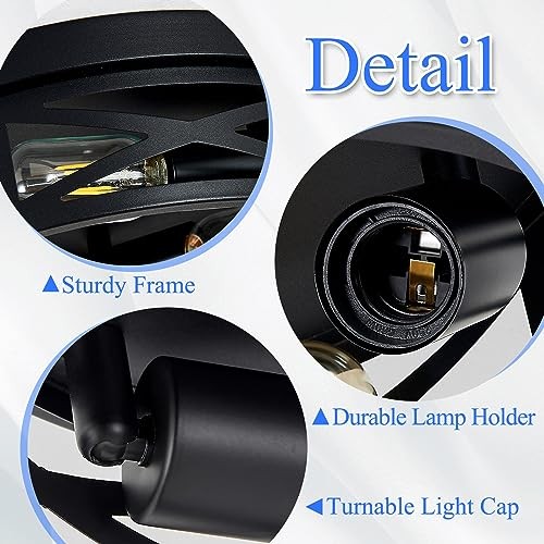 Flush Mount Ceiling Light Fixture,3-Light Ceiling Light Fixture,Black 13.1inch