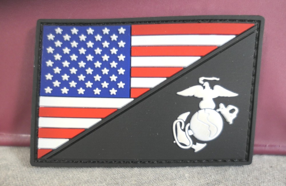 NEW Rubber American Flag & USMC Marine Corps Globe & Anchor Eagle Morale Patch