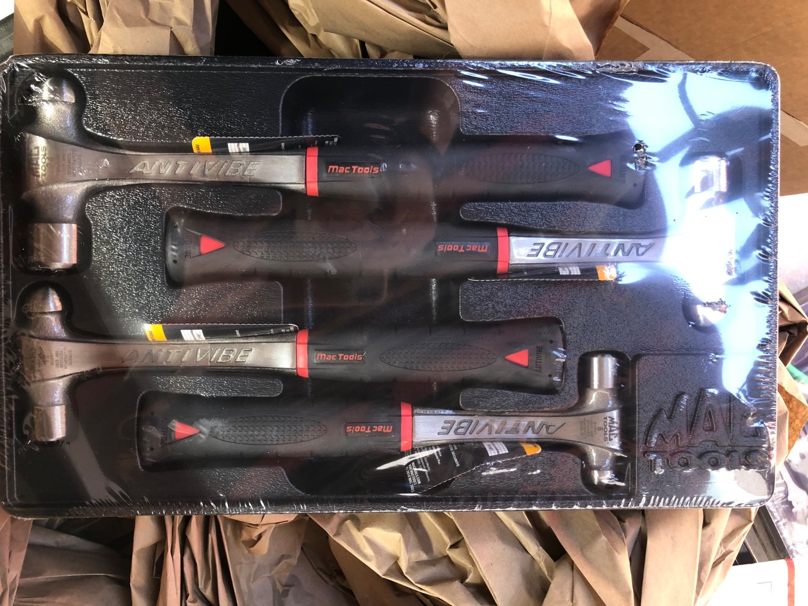 Mac Tools 4-PC. Anti-Vibe Ball Peen Hammer Set RED - BH4AVS NEW