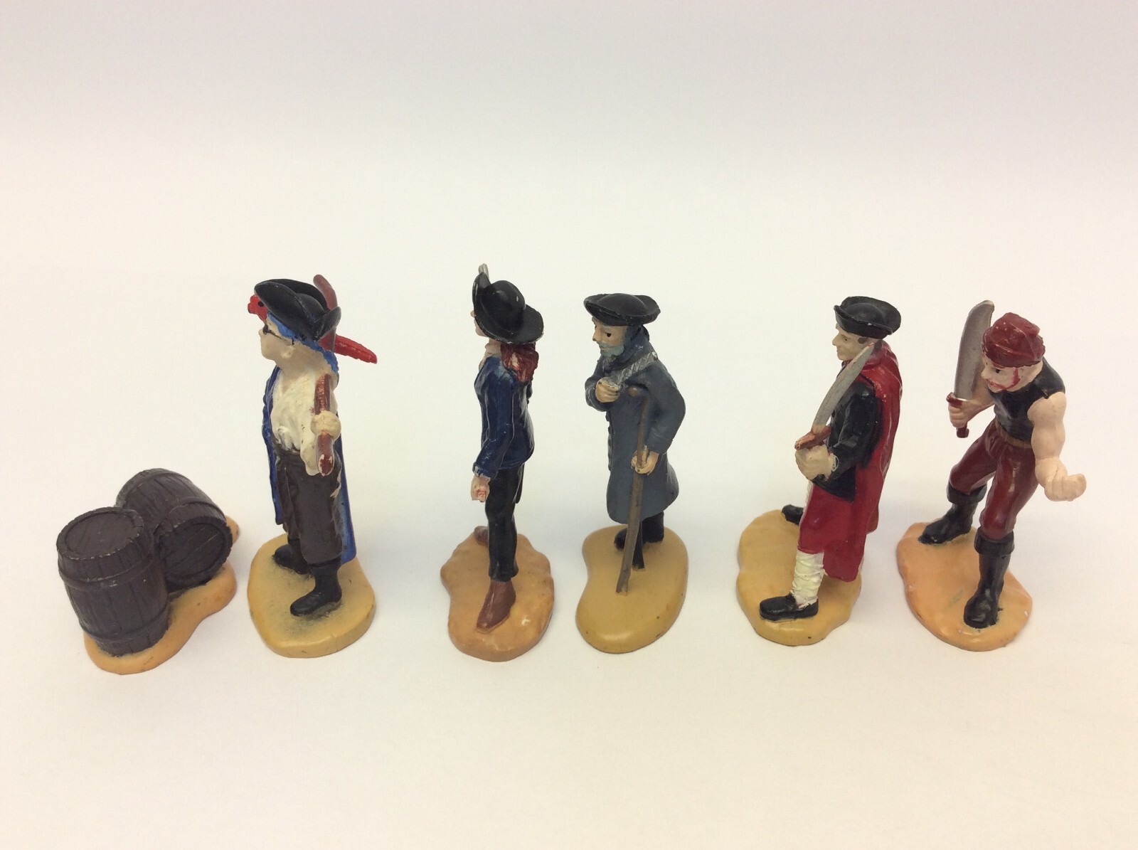 Lot of 6 Safari LTD Pirate Figures Toys Barrels Made in China Figurines