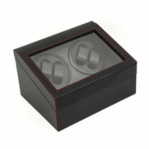 10 Slots Watch Winder Automatic Rotation MDF + PU Display Storage Box Black